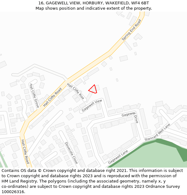 16, GAGEWELL VIEW, HORBURY, WAKEFIELD, WF4 6BT: Location map and indicative extent of plot