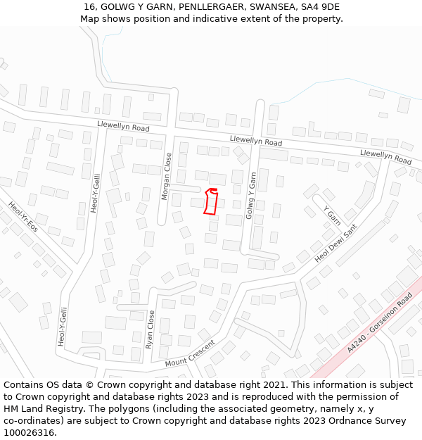 16, GOLWG Y GARN, PENLLERGAER, SWANSEA, SA4 9DE: Location map and indicative extent of plot