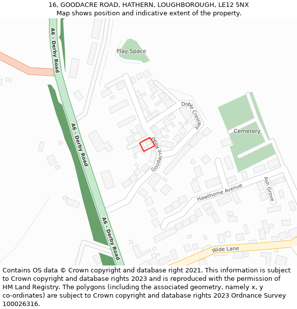 16, GOODACRE ROAD, HATHERN, LOUGHBOROUGH, LE12 5NX: Location map and indicative extent of plot