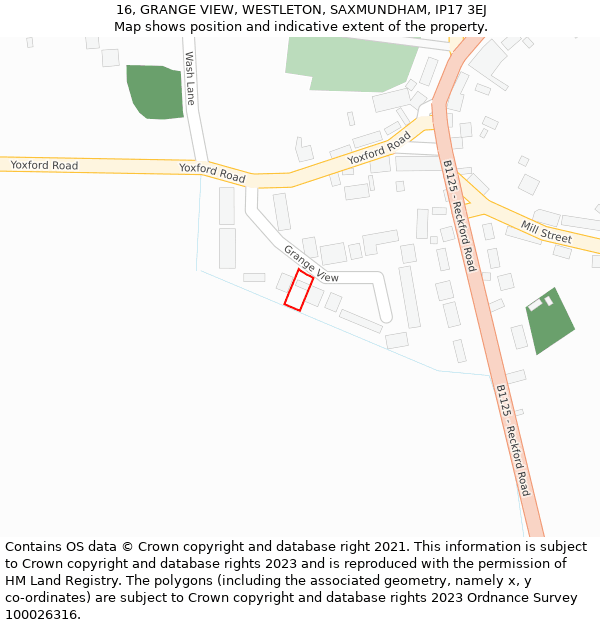 16, GRANGE VIEW, WESTLETON, SAXMUNDHAM, IP17 3EJ: Location map and indicative extent of plot