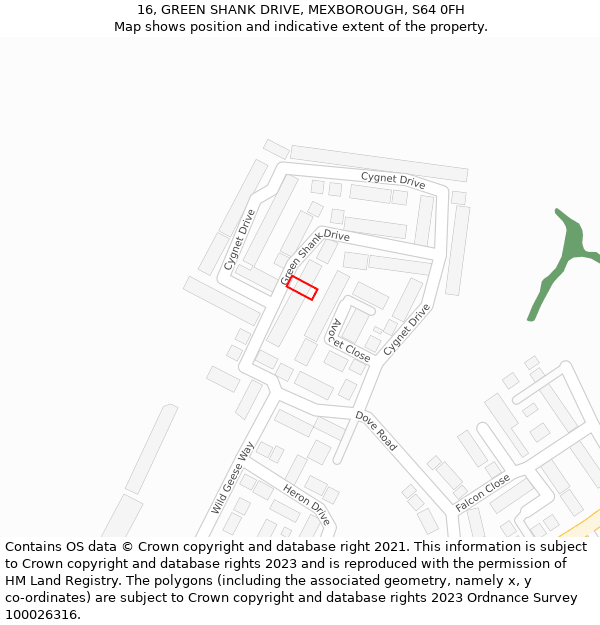 16, GREEN SHANK DRIVE, MEXBOROUGH, S64 0FH: Location map and indicative extent of plot