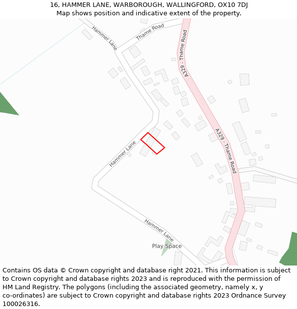 16, HAMMER LANE, WARBOROUGH, WALLINGFORD, OX10 7DJ: Location map and indicative extent of plot