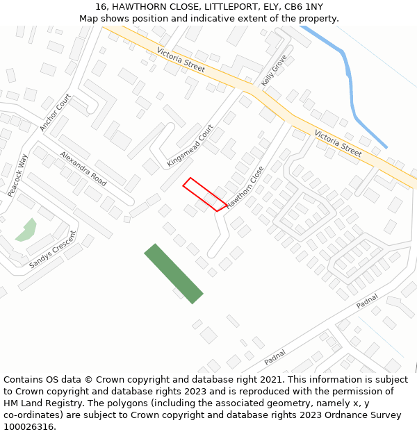 16, HAWTHORN CLOSE, LITTLEPORT, ELY, CB6 1NY: Location map and indicative extent of plot