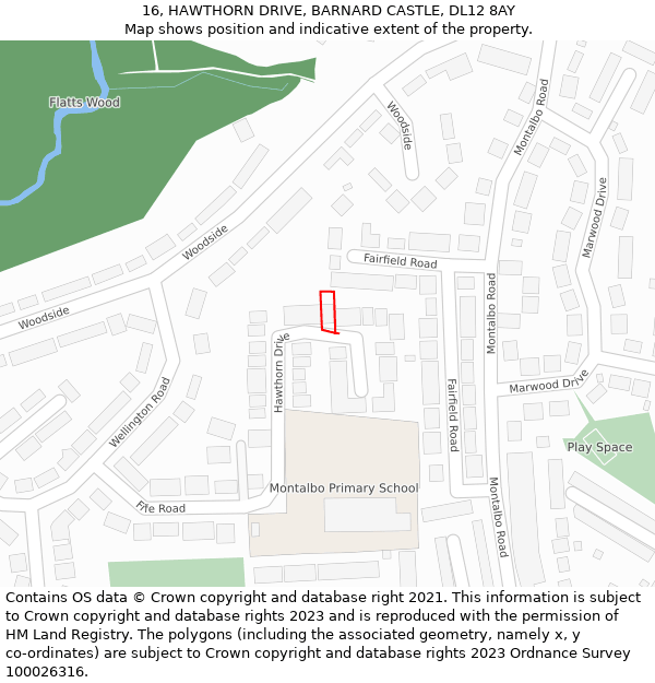 16, HAWTHORN DRIVE, BARNARD CASTLE, DL12 8AY: Location map and indicative extent of plot