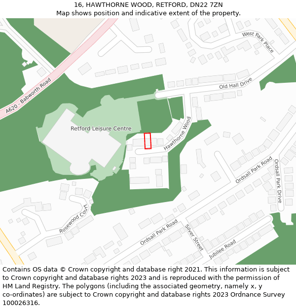 16, HAWTHORNE WOOD, RETFORD, DN22 7ZN: Location map and indicative extent of plot