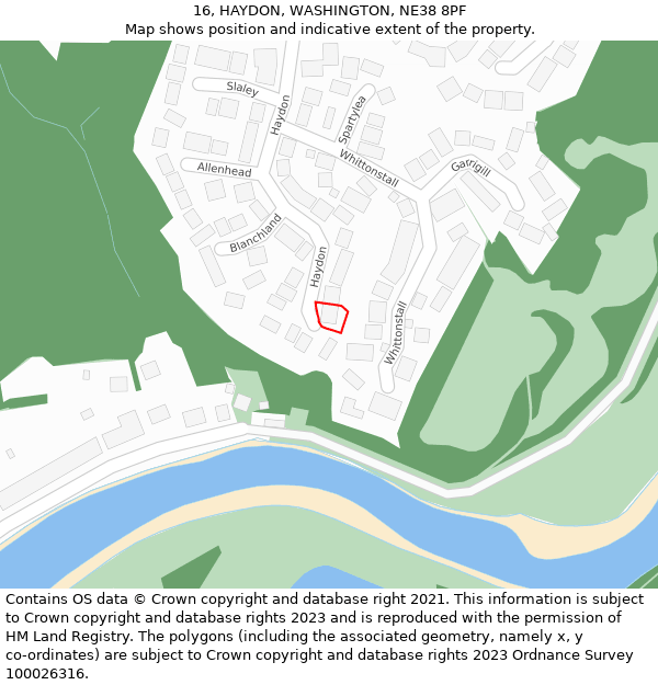 16, HAYDON, WASHINGTON, NE38 8PF: Location map and indicative extent of plot