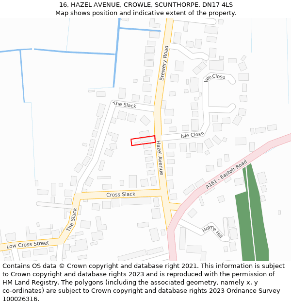 16, HAZEL AVENUE, CROWLE, SCUNTHORPE, DN17 4LS: Location map and indicative extent of plot