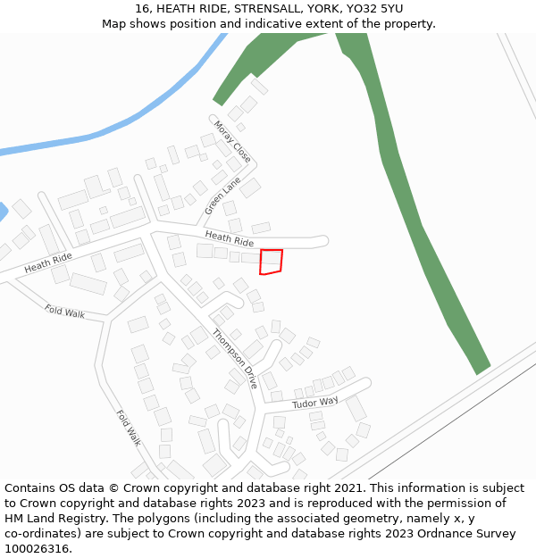 16, HEATH RIDE, STRENSALL, YORK, YO32 5YU: Location map and indicative extent of plot