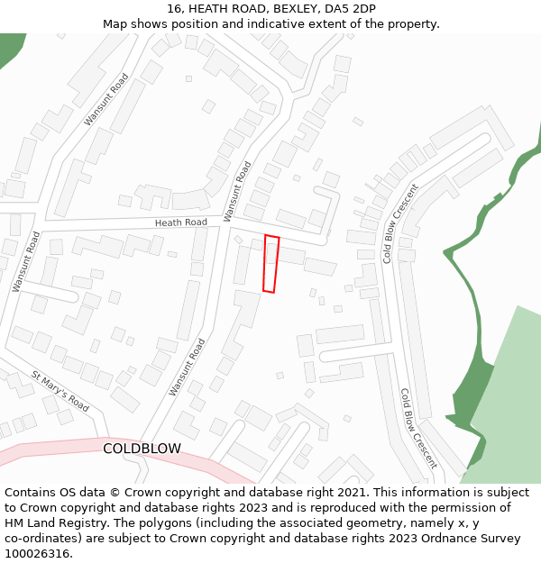 16, HEATH ROAD, BEXLEY, DA5 2DP: Location map and indicative extent of plot