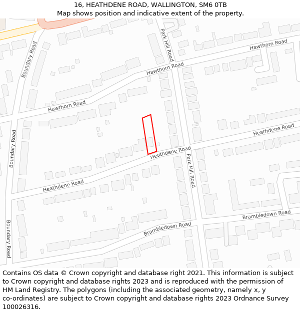 16, HEATHDENE ROAD, WALLINGTON, SM6 0TB: Location map and indicative extent of plot