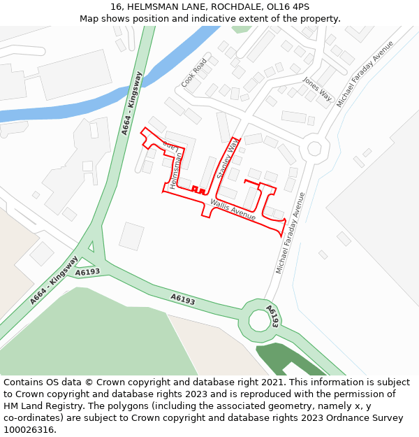 16, HELMSMAN LANE, ROCHDALE, OL16 4PS: Location map and indicative extent of plot