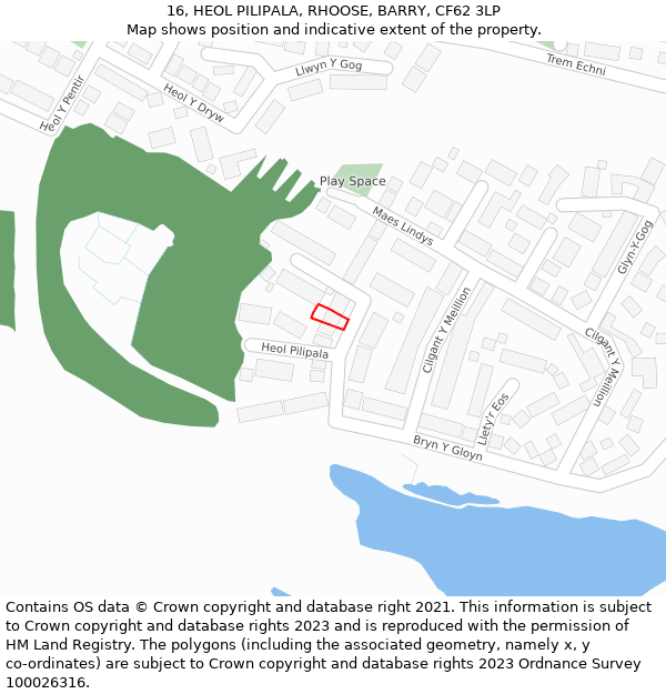 16, HEOL PILIPALA, RHOOSE, BARRY, CF62 3LP: Location map and indicative extent of plot