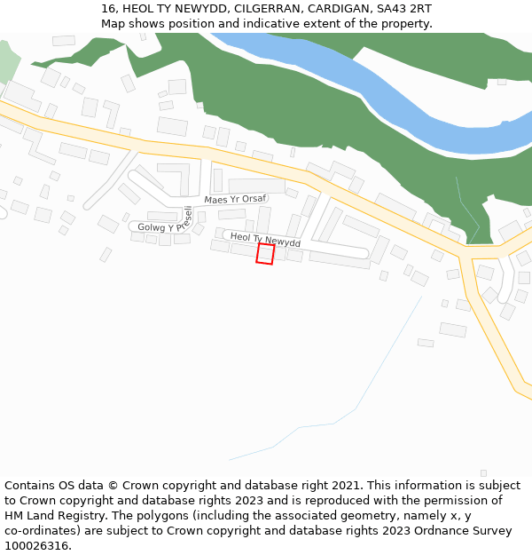 16, HEOL TY NEWYDD, CILGERRAN, CARDIGAN, SA43 2RT: Location map and indicative extent of plot