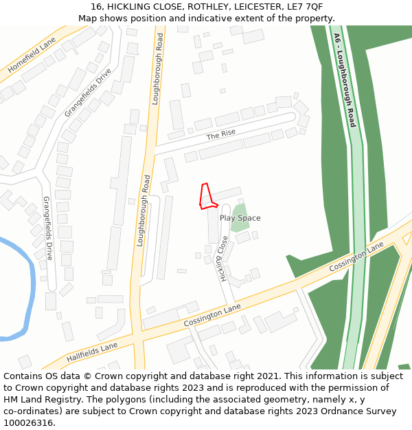 16, HICKLING CLOSE, ROTHLEY, LEICESTER, LE7 7QF: Location map and indicative extent of plot