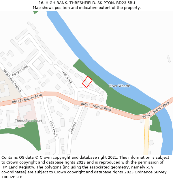 16, HIGH BANK, THRESHFIELD, SKIPTON, BD23 5BU: Location map and indicative extent of plot