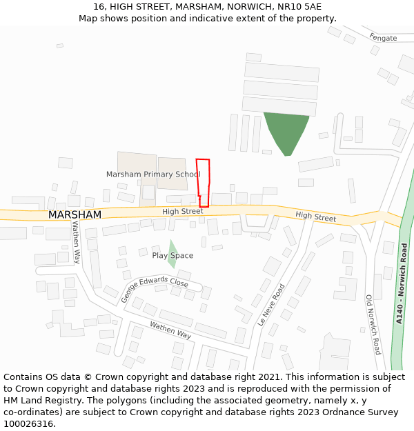 16, HIGH STREET, MARSHAM, NORWICH, NR10 5AE: Location map and indicative extent of plot