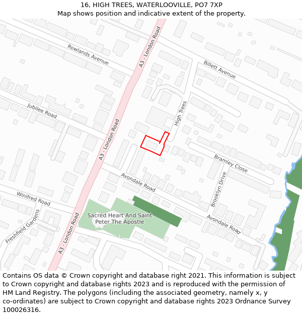 16, HIGH TREES, WATERLOOVILLE, PO7 7XP: Location map and indicative extent of plot