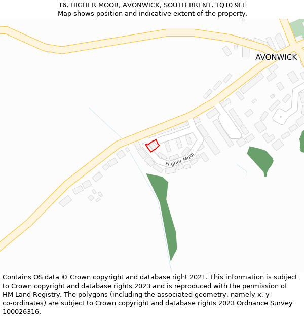 16, HIGHER MOOR, AVONWICK, SOUTH BRENT, TQ10 9FE: Location map and indicative extent of plot