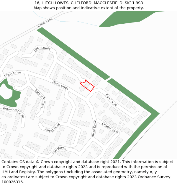 16, HITCH LOWES, CHELFORD, MACCLESFIELD, SK11 9SR: Location map and indicative extent of plot