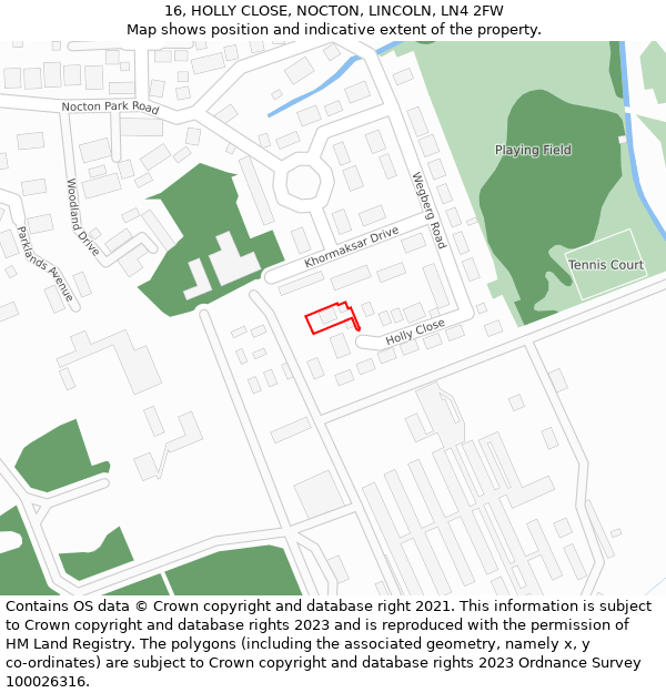 16, HOLLY CLOSE, NOCTON, LINCOLN, LN4 2FW: Location map and indicative extent of plot