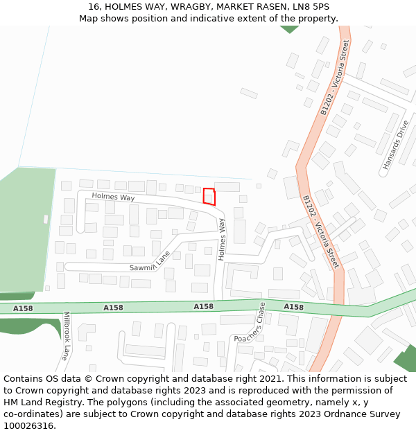 16, HOLMES WAY, WRAGBY, MARKET RASEN, LN8 5PS: Location map and indicative extent of plot