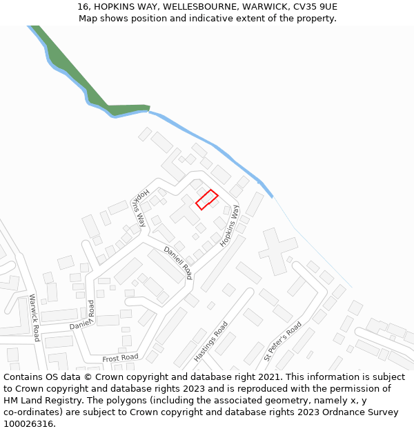 16, HOPKINS WAY, WELLESBOURNE, WARWICK, CV35 9UE: Location map and indicative extent of plot