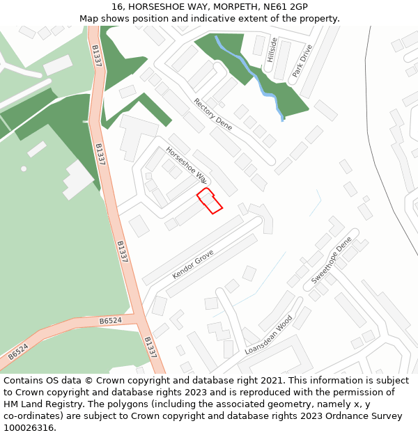 16, HORSESHOE WAY, MORPETH, NE61 2GP: Location map and indicative extent of plot