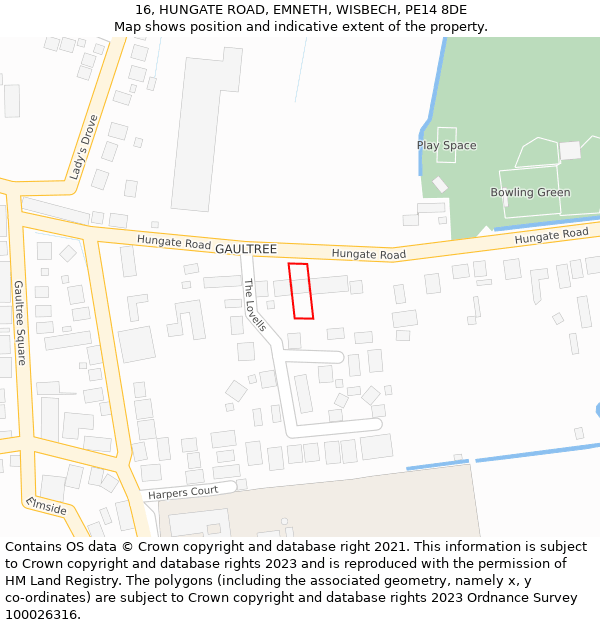 16, HUNGATE ROAD, EMNETH, WISBECH, PE14 8DE: Location map and indicative extent of plot