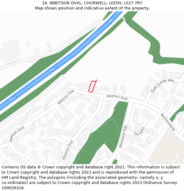 16, IBBETSON OVAL, CHURWELL, LEEDS, LS27 7RY: Location map and indicative extent of plot