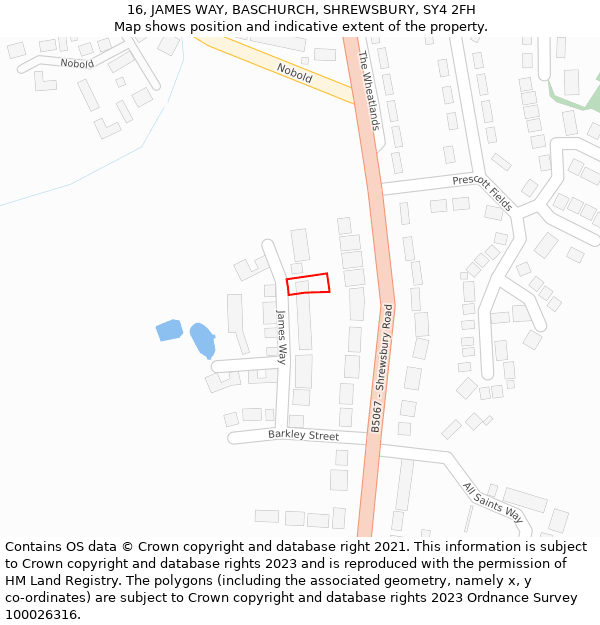 16, JAMES WAY, BASCHURCH, SHREWSBURY, SY4 2FH: Location map and indicative extent of plot