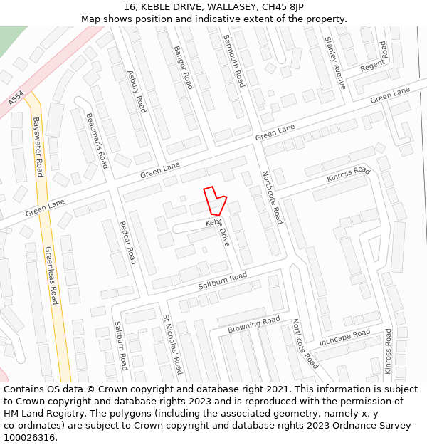 16, KEBLE DRIVE, WALLASEY, CH45 8JP: Location map and indicative extent of plot