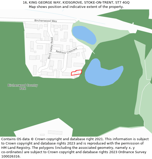 16, KING GEORGE WAY, KIDSGROVE, STOKE-ON-TRENT, ST7 4GQ: Location map and indicative extent of plot