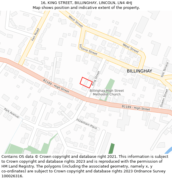 16, KING STREET, BILLINGHAY, LINCOLN, LN4 4HJ: Location map and indicative extent of plot