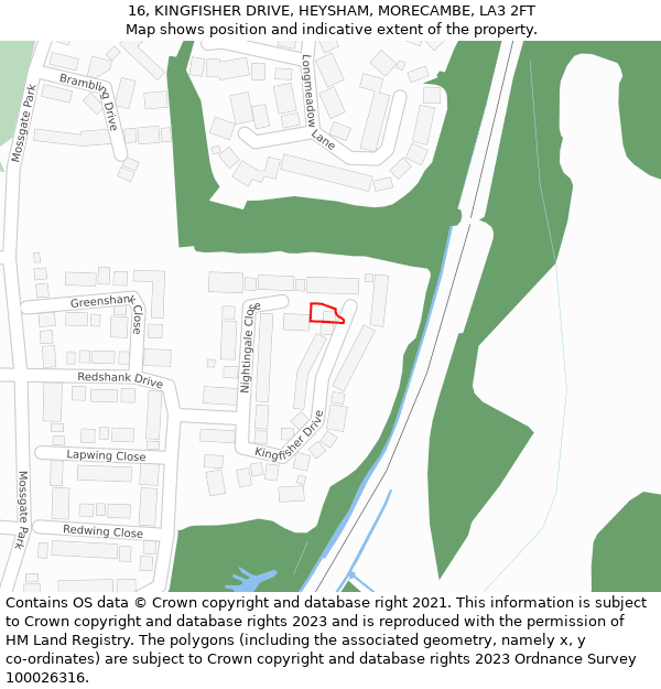 16, KINGFISHER DRIVE, HEYSHAM, MORECAMBE, LA3 2FT: Location map and indicative extent of plot