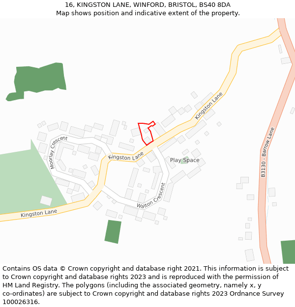 16, KINGSTON LANE, WINFORD, BRISTOL, BS40 8DA: Location map and indicative extent of plot