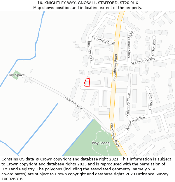 16, KNIGHTLEY WAY, GNOSALL, STAFFORD, ST20 0HX: Location map and indicative extent of plot