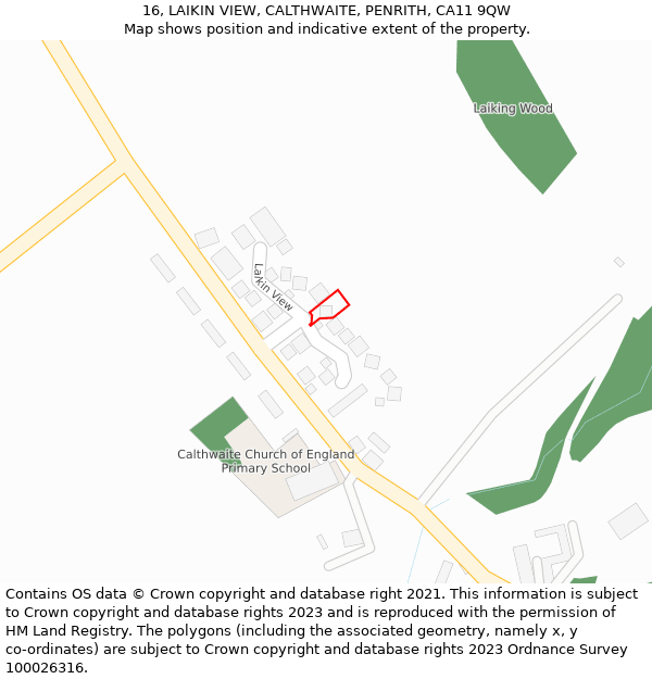 16, LAIKIN VIEW, CALTHWAITE, PENRITH, CA11 9QW: Location map and indicative extent of plot