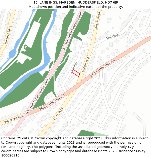 16, LANE INGS, MARSDEN, HUDDERSFIELD, HD7 6JP: Location map and indicative extent of plot