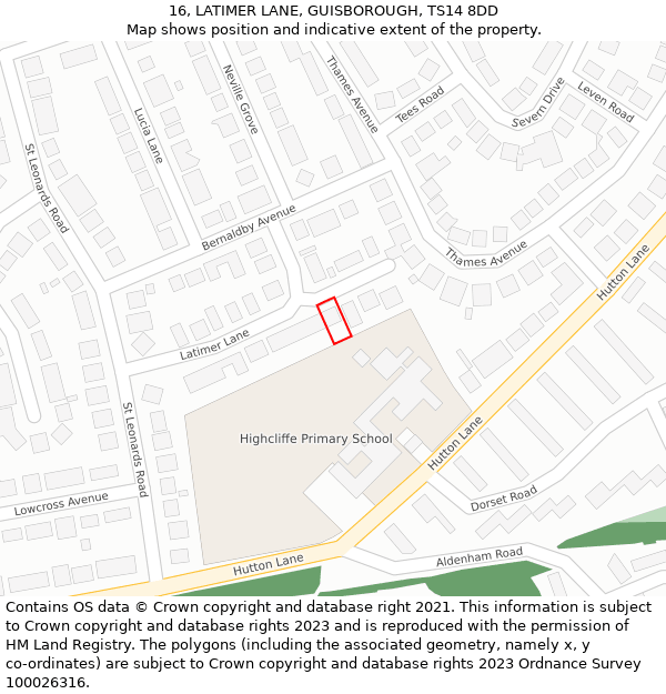 16, LATIMER LANE, GUISBOROUGH, TS14 8DD: Location map and indicative extent of plot