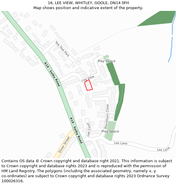 16, LEE VIEW, WHITLEY, GOOLE, DN14 0FH: Location map and indicative extent of plot