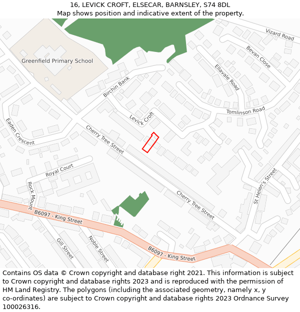 16, LEVICK CROFT, ELSECAR, BARNSLEY, S74 8DL: Location map and indicative extent of plot