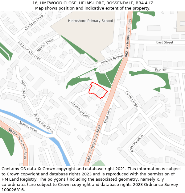 16, LIMEWOOD CLOSE, HELMSHORE, ROSSENDALE, BB4 4HZ: Location map and indicative extent of plot