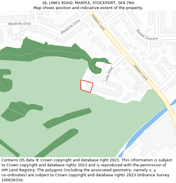 16, LINKS ROAD, MARPLE, STOCKPORT, SK6 7NX: Location map and indicative extent of plot