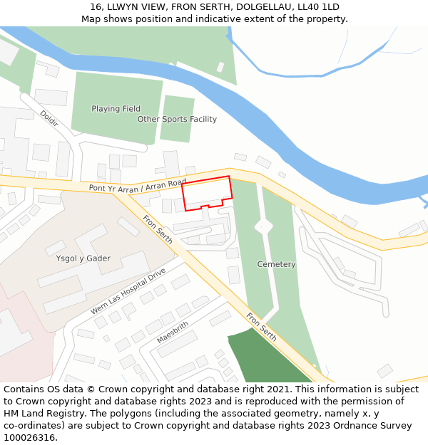 16, LLWYN VIEW, FRON SERTH, DOLGELLAU, LL40 1LD: Location map and indicative extent of plot