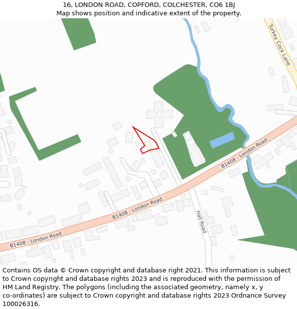 16, LONDON ROAD, COPFORD, COLCHESTER, CO6 1BJ: Location map and indicative extent of plot