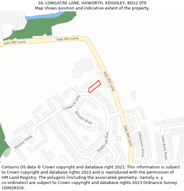 16, LONGACRE LANE, HAWORTH, KEIGHLEY, BD22 0TE: Location map and indicative extent of plot