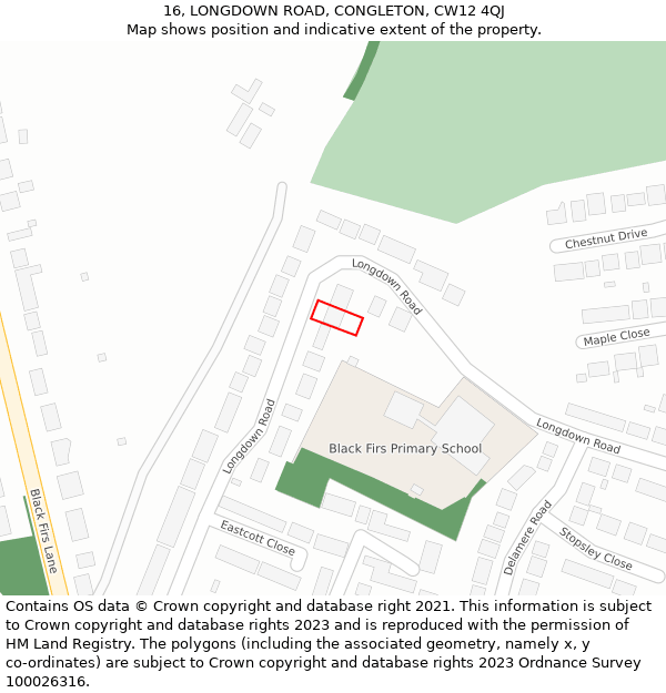 16, LONGDOWN ROAD, CONGLETON, CW12 4QJ: Location map and indicative extent of plot
