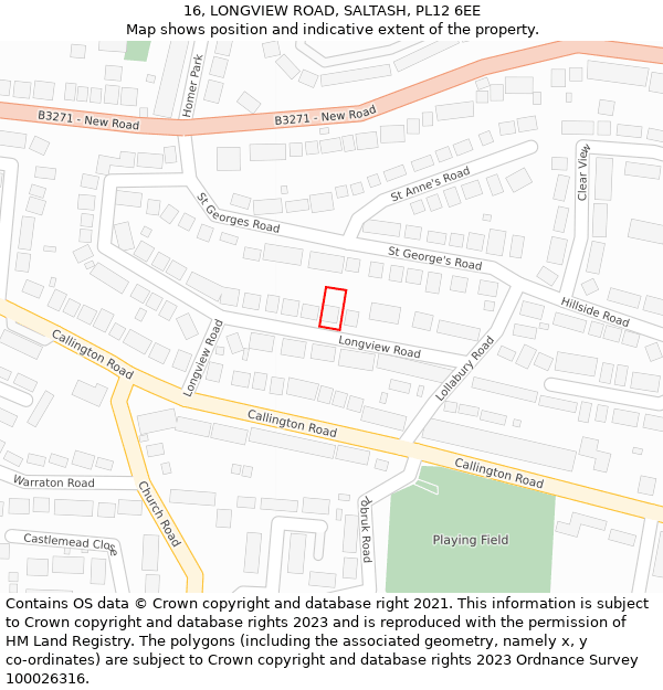 16, LONGVIEW ROAD, SALTASH, PL12 6EE: Location map and indicative extent of plot