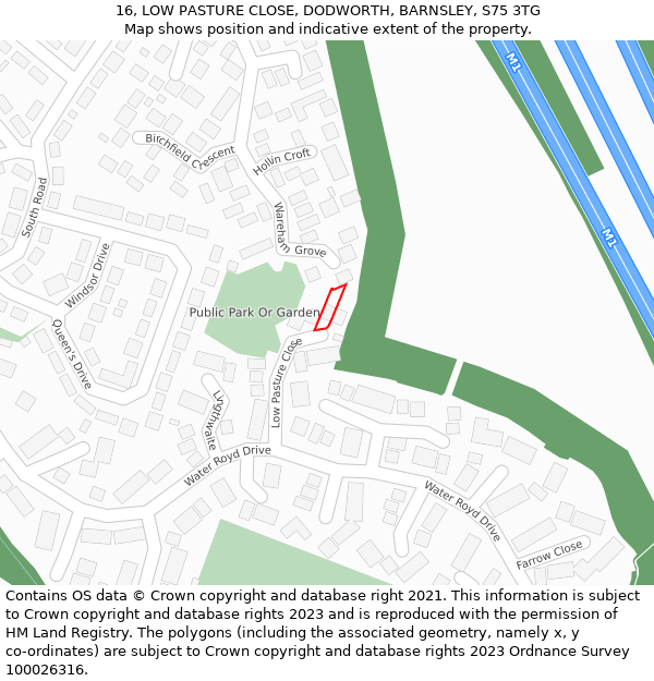 16, LOW PASTURE CLOSE, DODWORTH, BARNSLEY, S75 3TG: Location map and indicative extent of plot