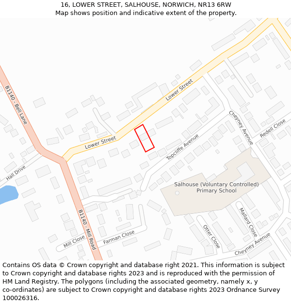 16, LOWER STREET, SALHOUSE, NORWICH, NR13 6RW: Location map and indicative extent of plot